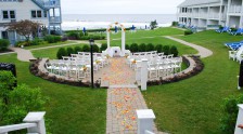 The rotunda set for a wedding with flower petals