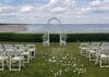 A photo of the lawn set for a wedding